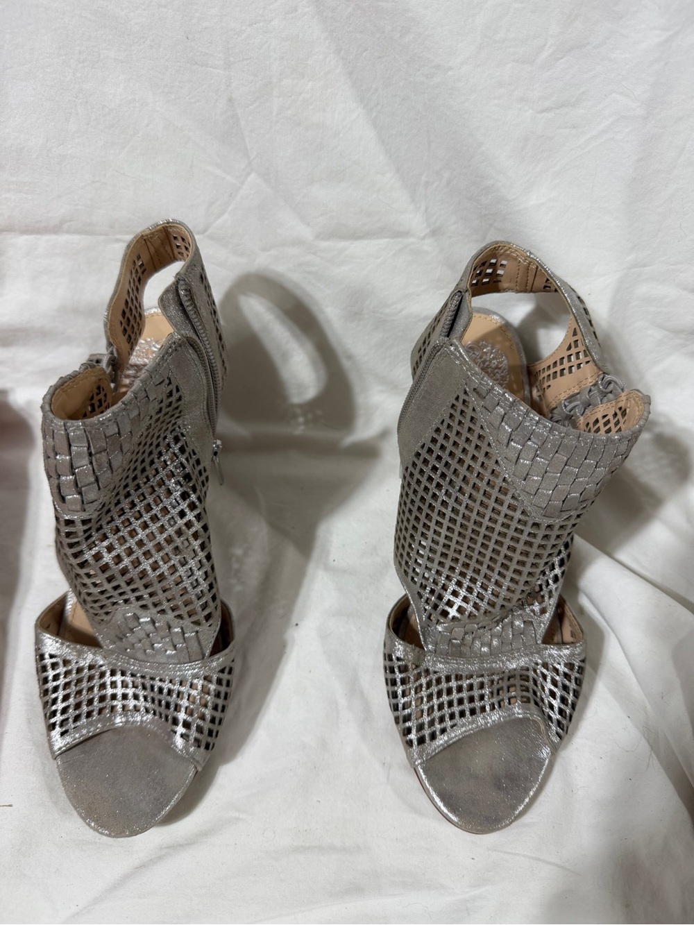Vince Camuto Metallic Silver Cutout High Heel Sandals